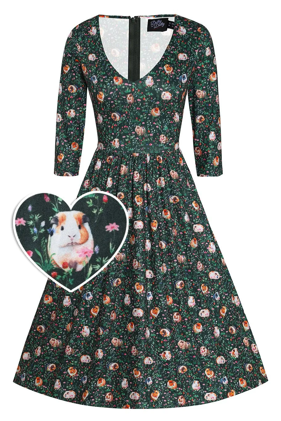 Billie Green Guinea Pig Print Dress