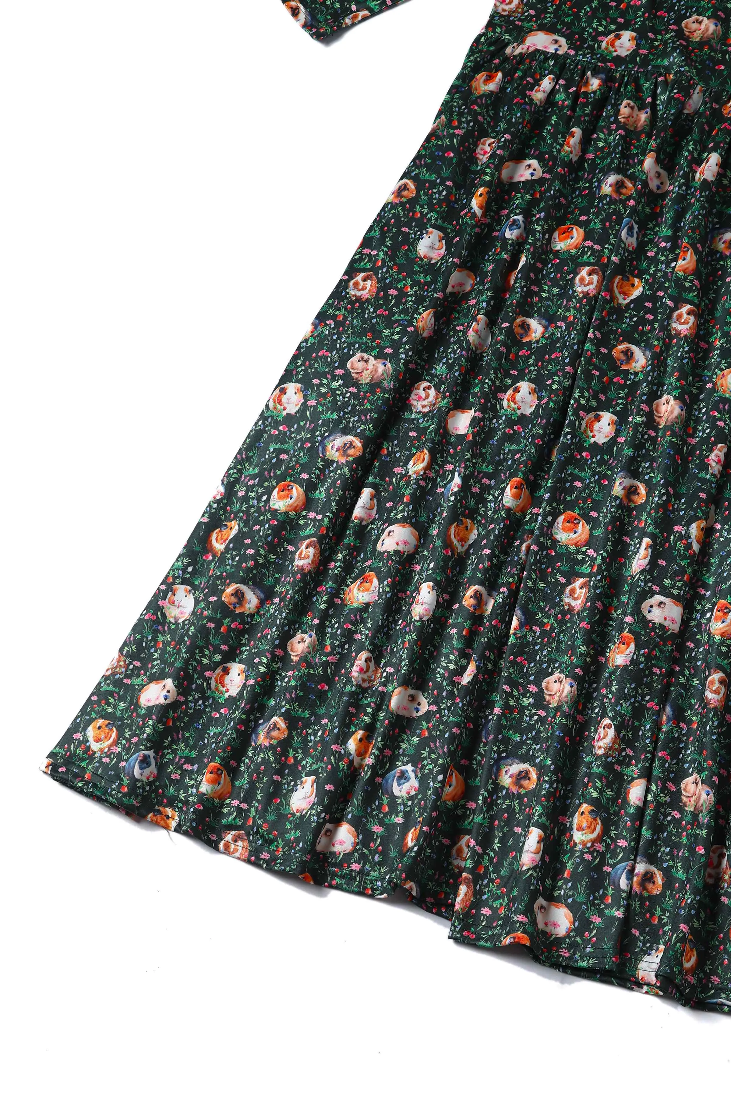 Billie Green Guinea Pig Print Dress