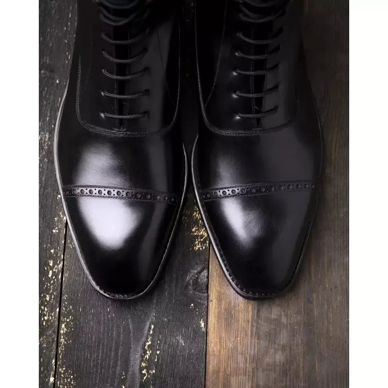 Black Calf Leather Ankle Boots - Carter