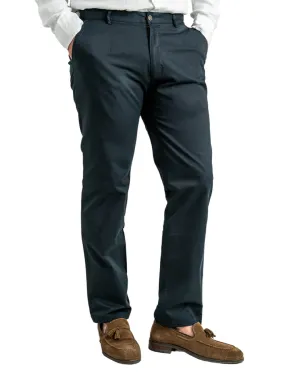 Black Twill Stretch Cotton Chino Trousers