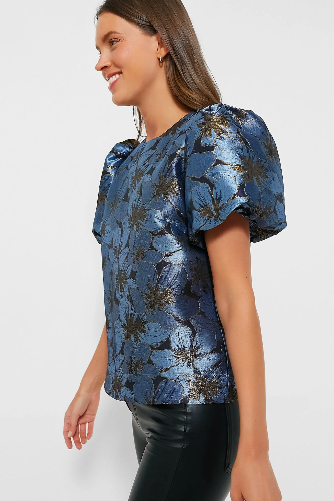 Blue Blossom Jacquard Lyla Blouse