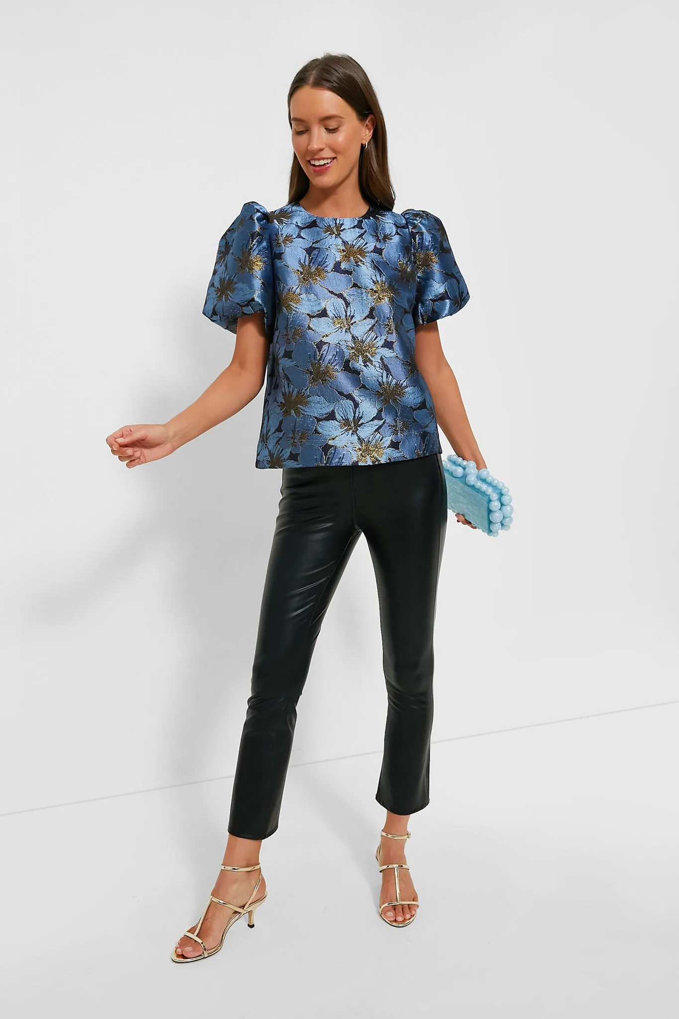 Blue Blossom Jacquard Lyla Blouse