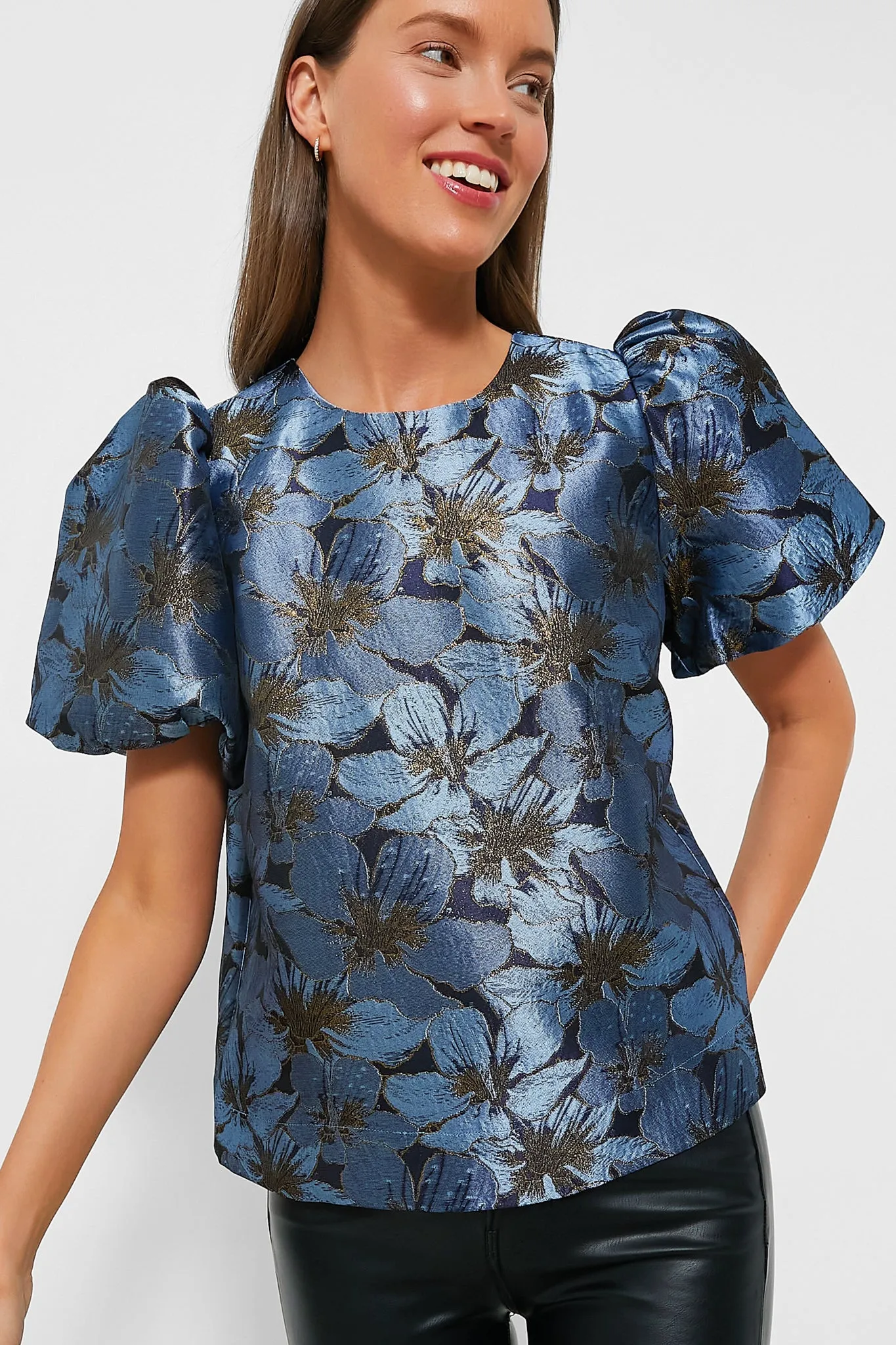 Blue Blossom Jacquard Lyla Blouse