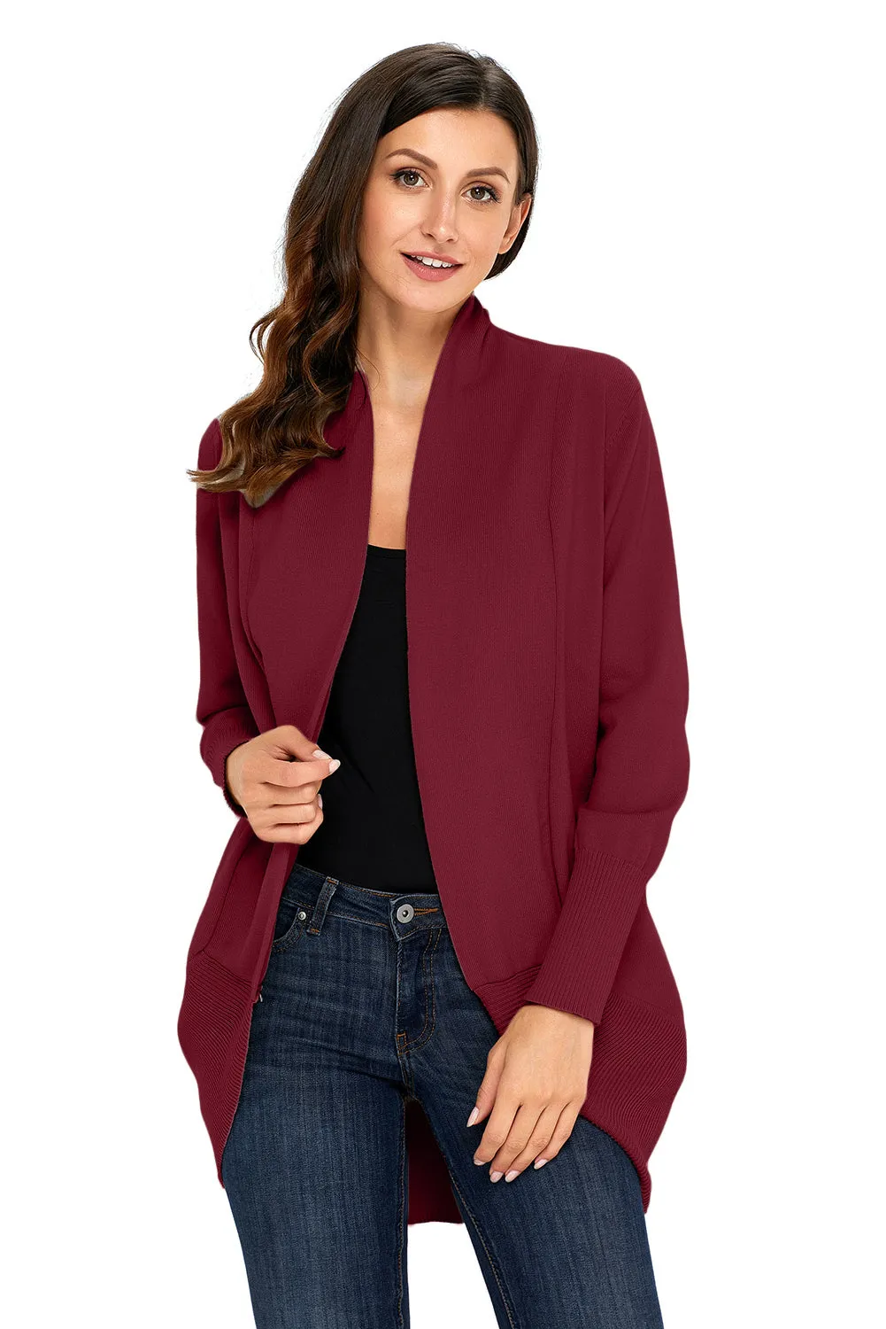 Burgundy Super Soft Long Sleeve Open Cardigan