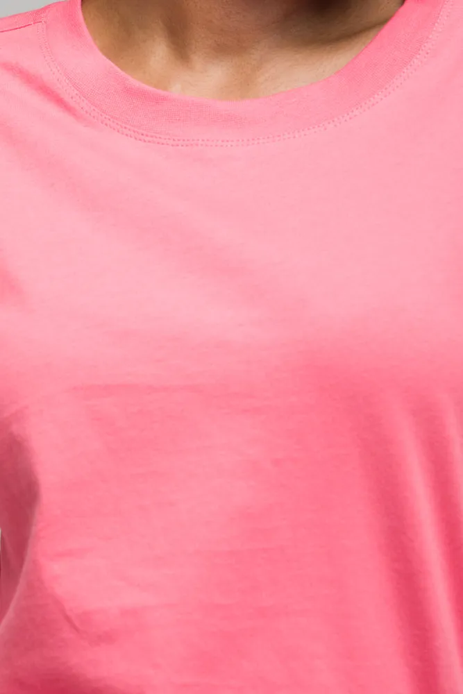 Crew Neck Short Sleeve T-Shirt Pink