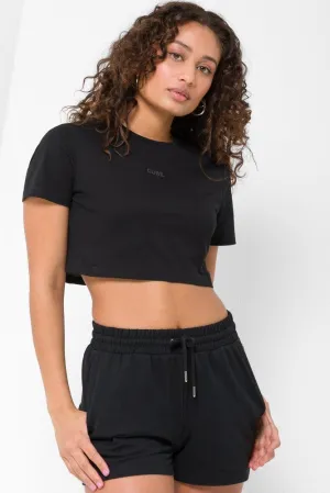 Cropped Short Sleeve T-Shirt Black