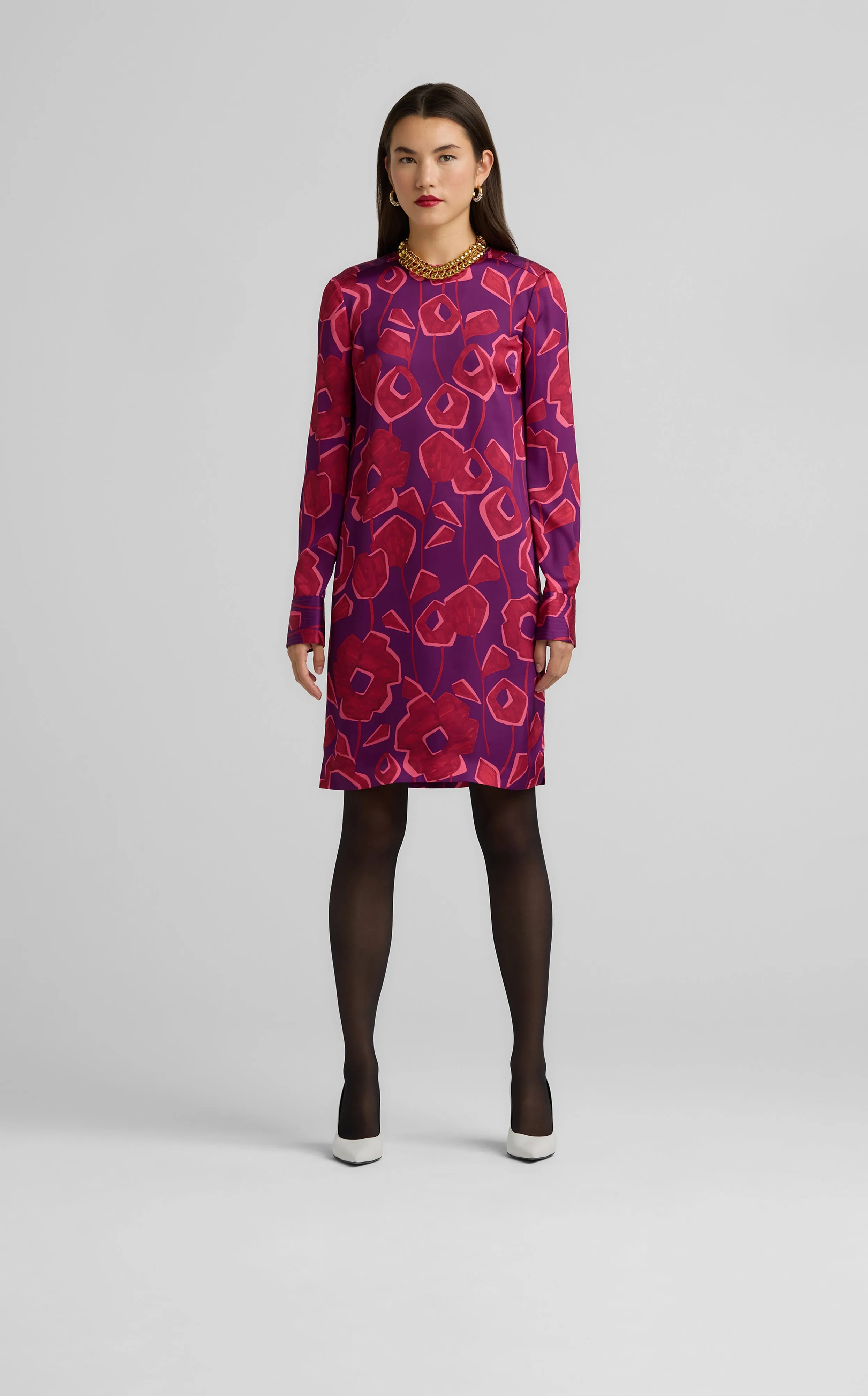 Cubist Floral Print Dress