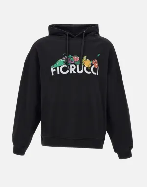 Fruit Print Cotton Sweatshirt in Black