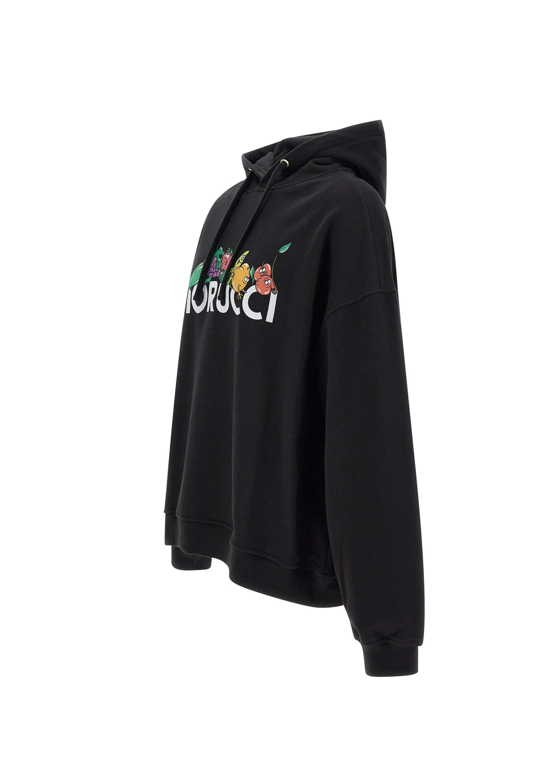 Fruit Print Cotton Sweatshirt in Black