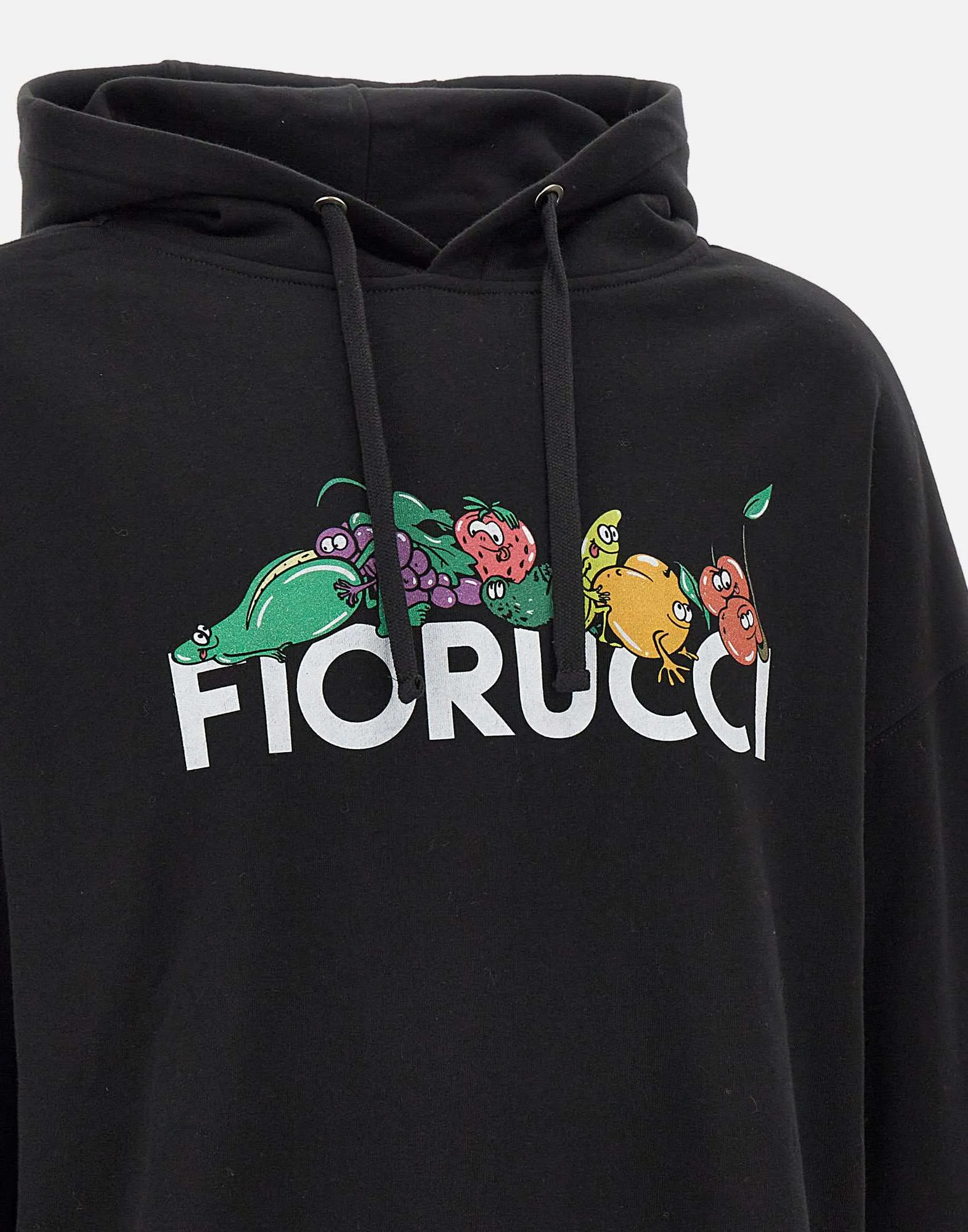 Fruit Print Cotton Sweatshirt in Black