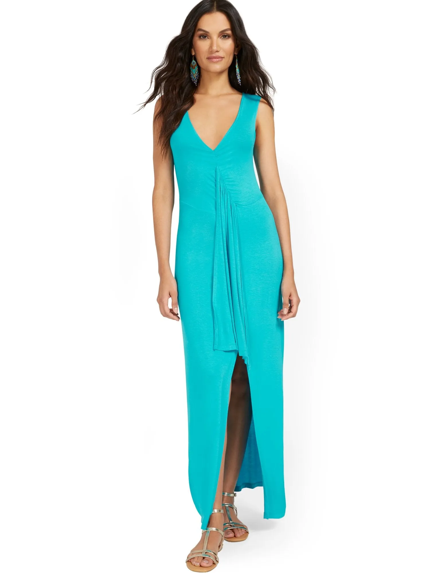 Goddess Frill-Front Maxi Dress