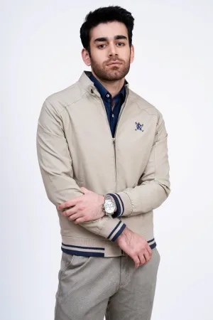 JACKET TIPPING BAN COLLAR LIGHT KHAKI