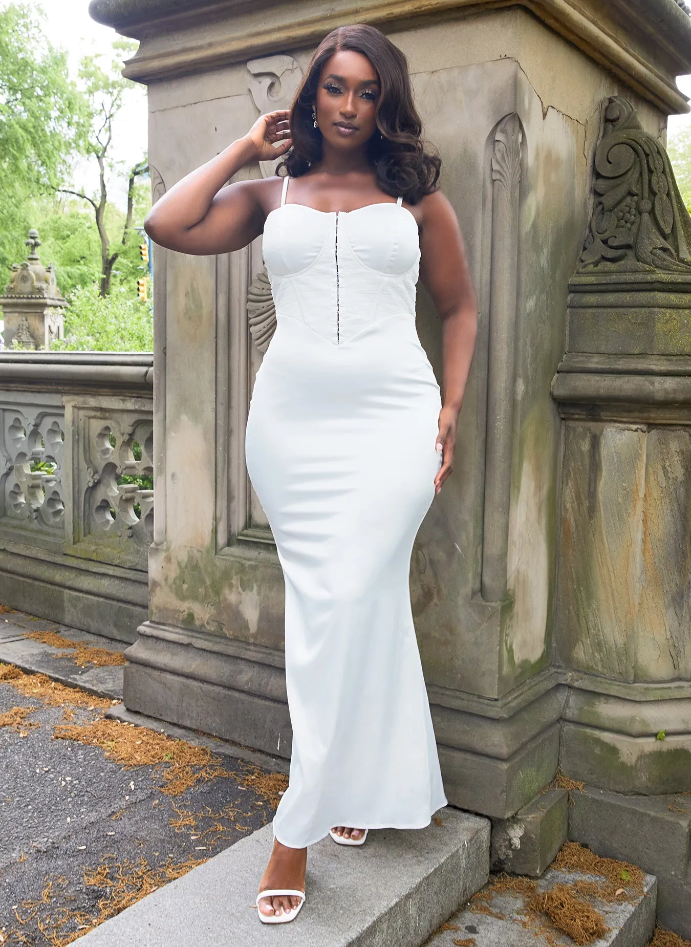 Janessa Satin Corset Maxi Bodycon Dress