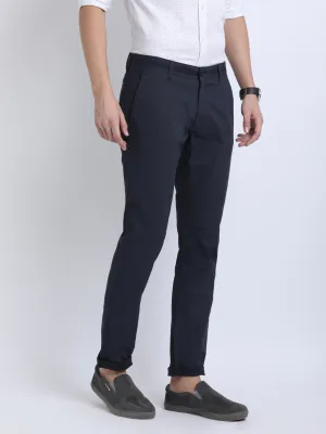 JDC Men Navy Blue Solid Trouser