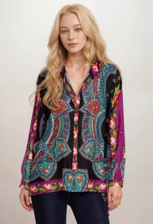 Johnny Was Seline Multi Button Down C12924 Boho Chic