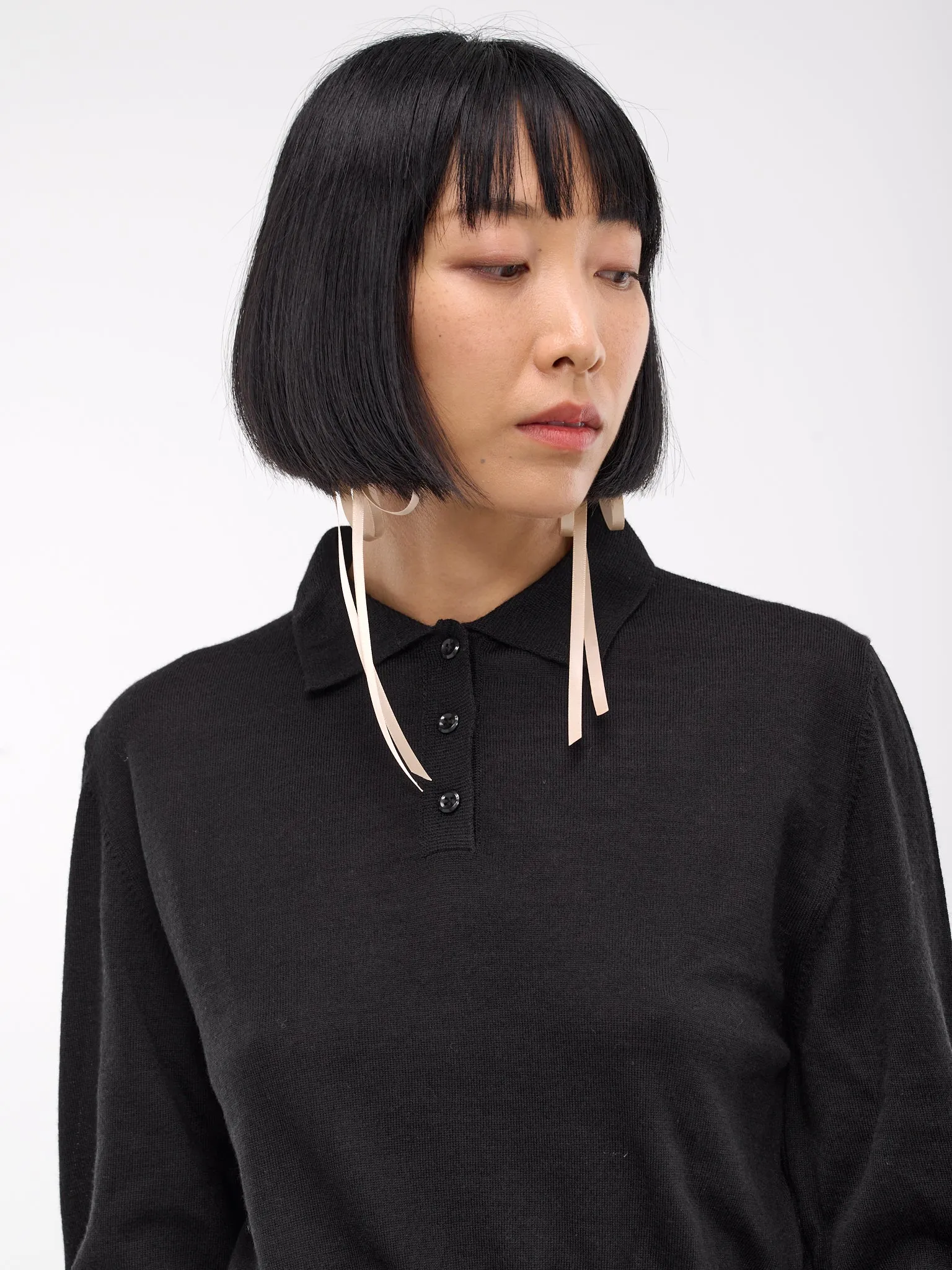 Knit Polo Sweater (KMK4-0647-BLACK)