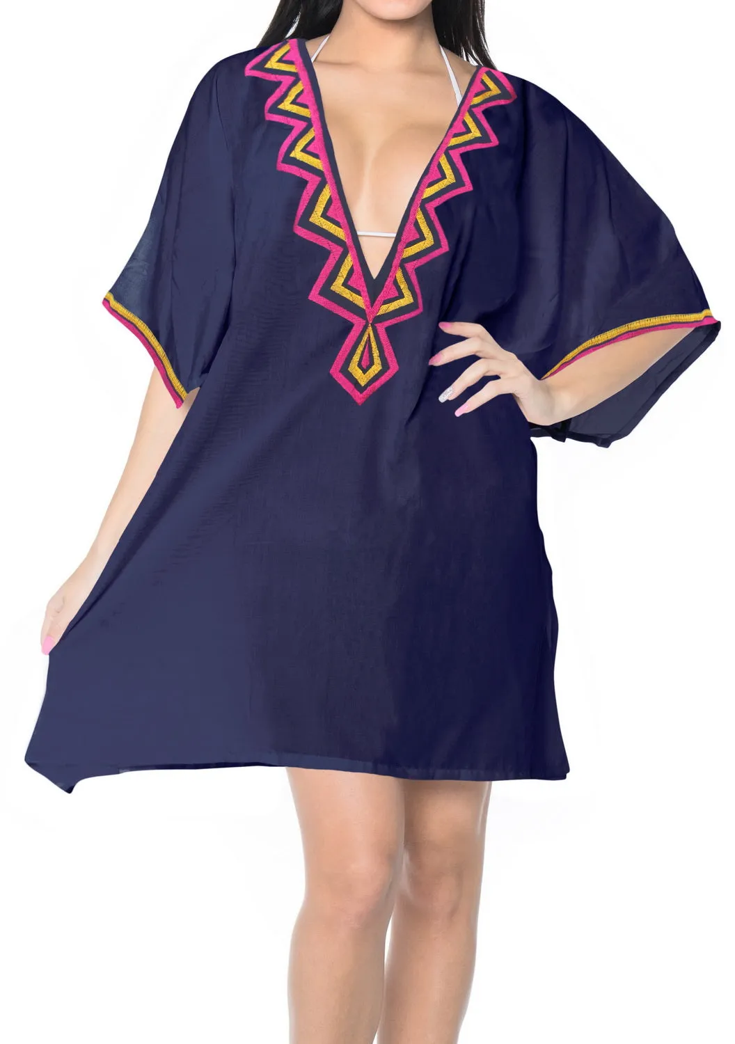 la-leela-bathing-suit-swim-beach-bikini-wear-swimsuit-cover-up-womens-embroidery   Navy Blue_m528 129274