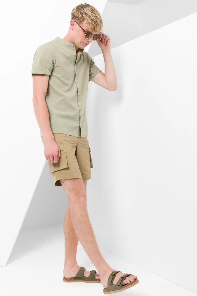 Mandarin Short Sleeve Shirt Green