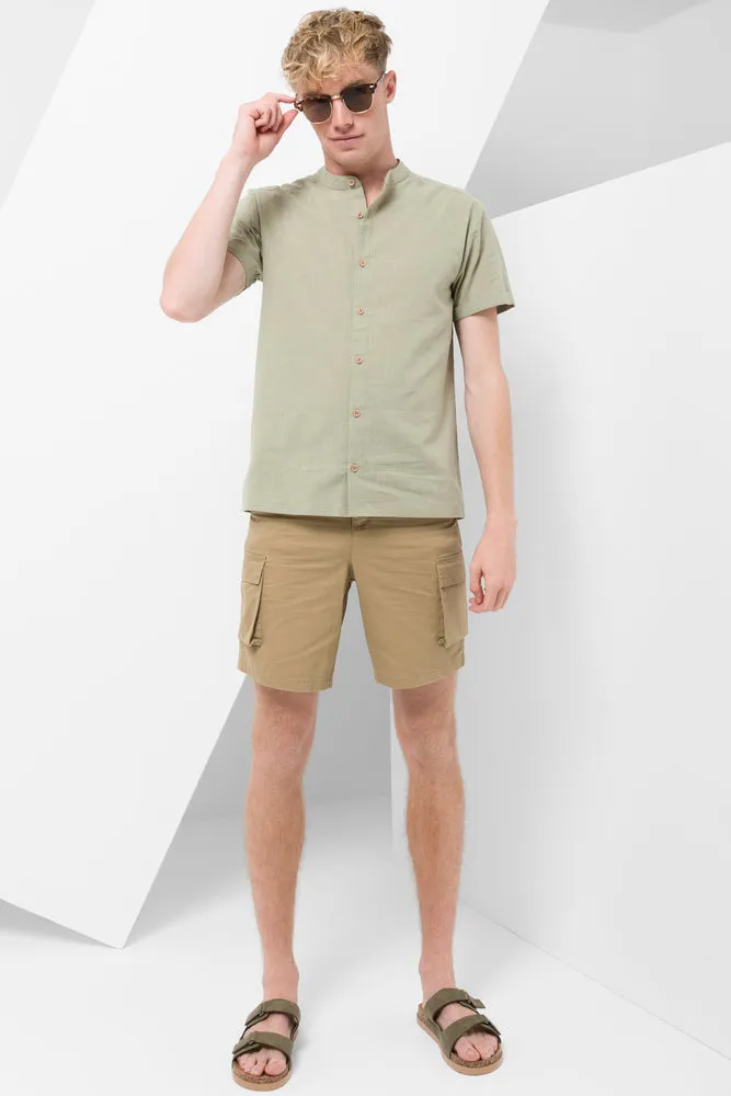 Mandarin Short Sleeve Shirt Green