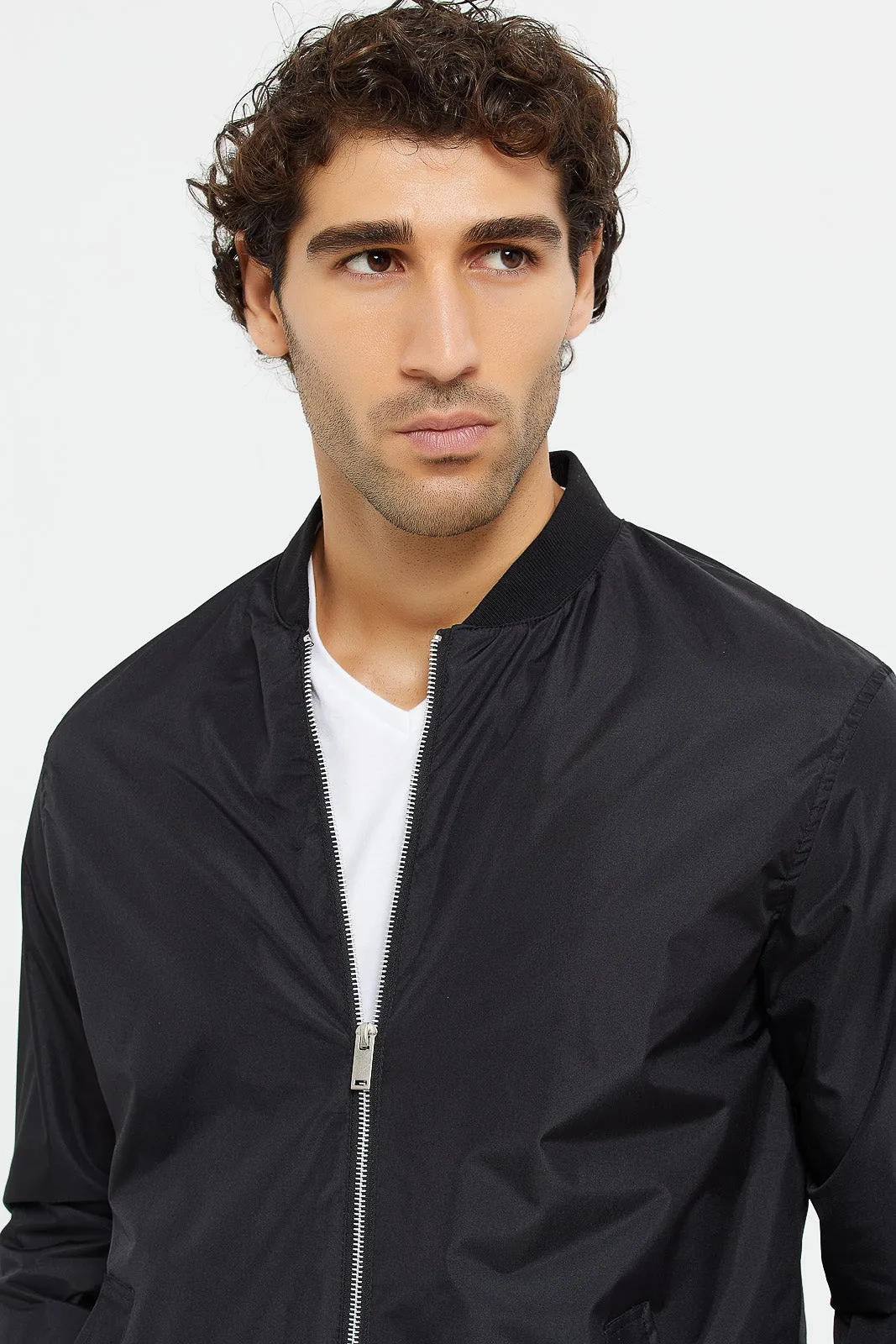 Men Black Light Bomber Jacket