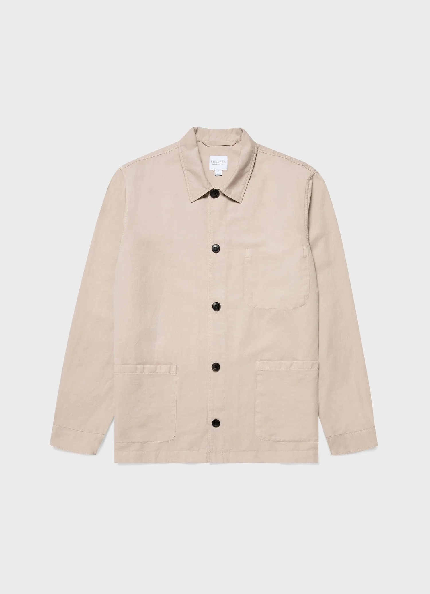 Men's Cotton Linen Twin Pocket Jacket in Light Sand