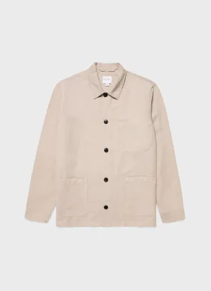 Men's Cotton Linen Twin Pocket Jacket in Light Sand