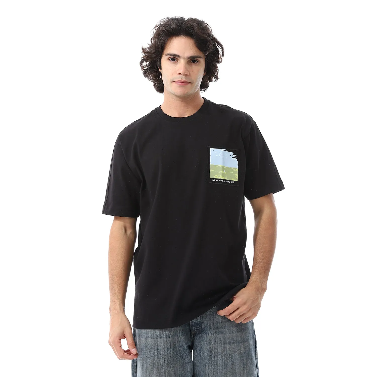 Men's Cotton oversized T-Shirt- Black