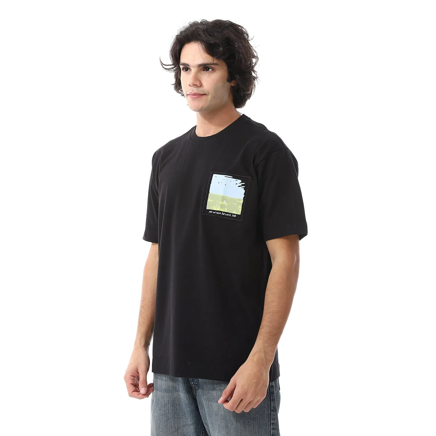 Men's Cotton oversized T-Shirt- Black