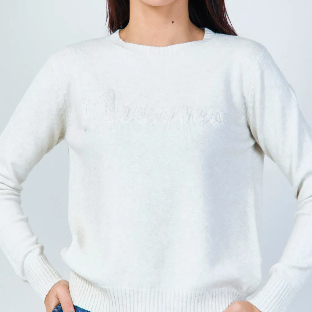 Milano embroidered crew neck sweater wholesale