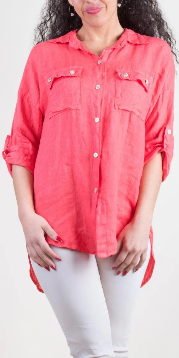 Navi Linen Button Down Top