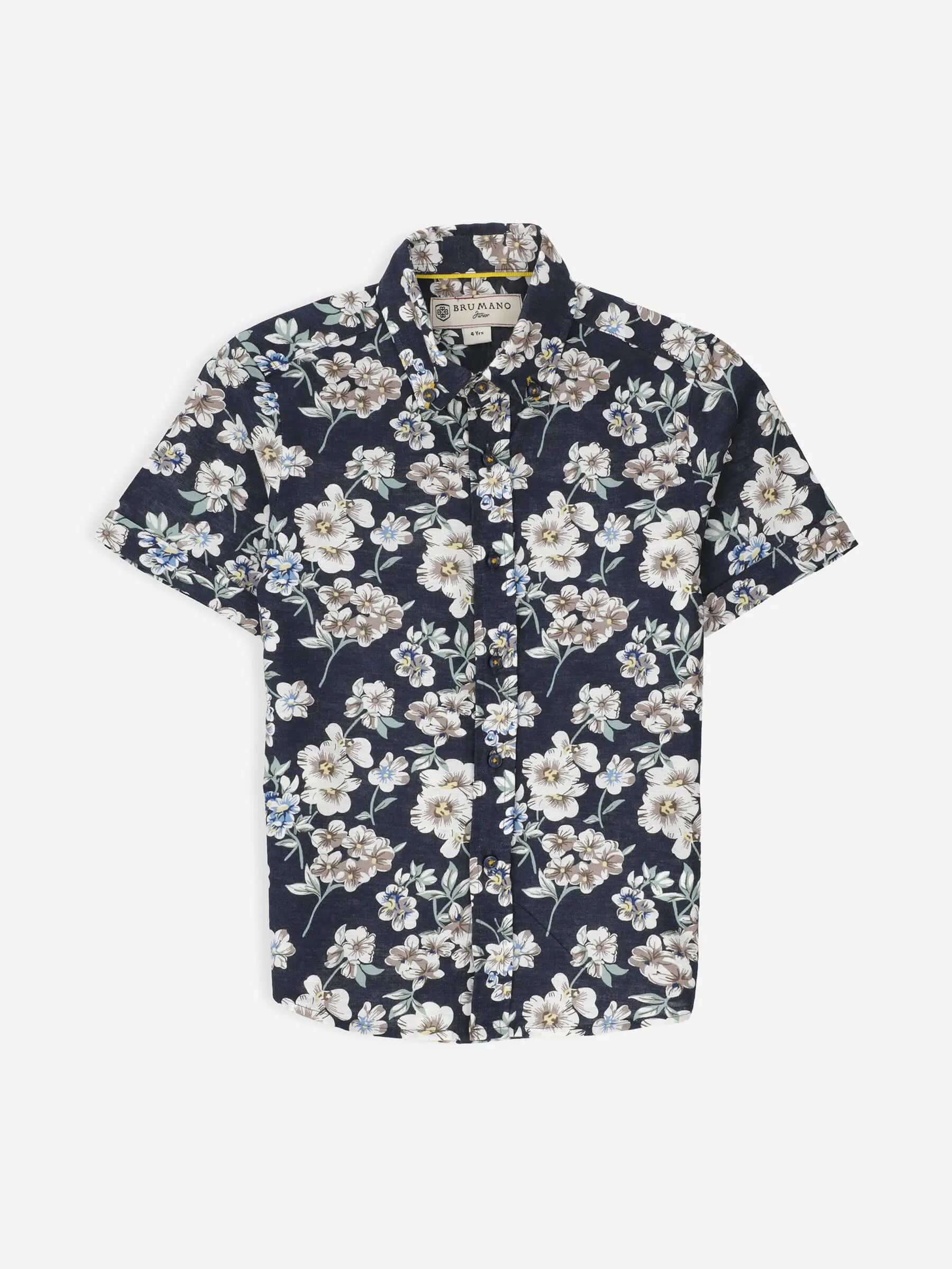 Navy Blue Floral Printed Half Sleeve Shirt