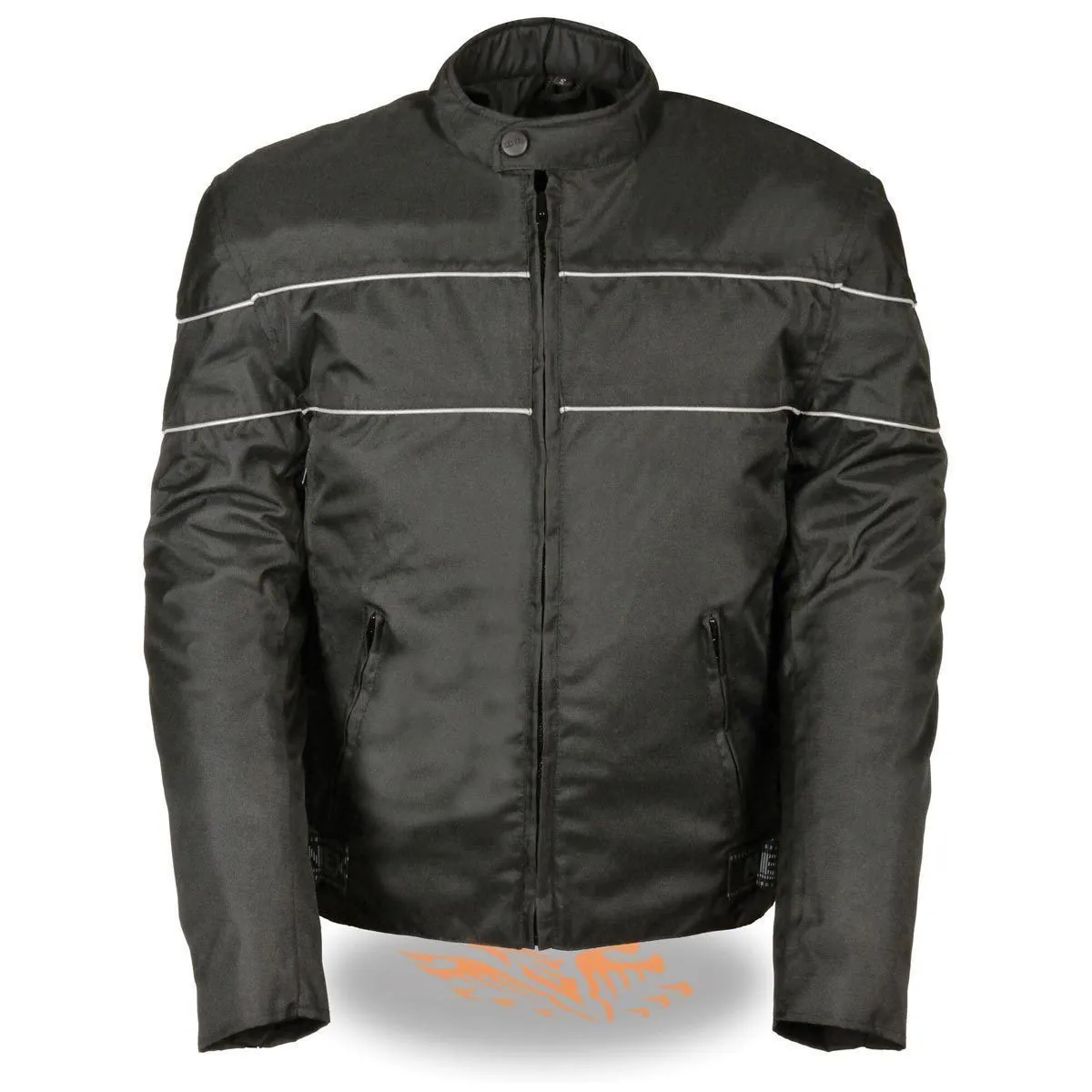 NexGen SH212102 Men's Black Textile Vented Moto Jacket with Reflective Piping