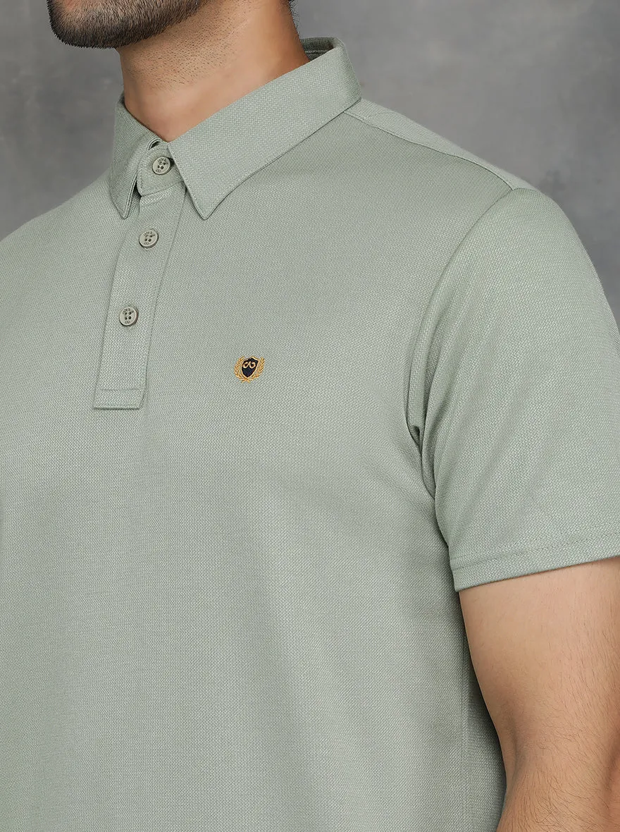 Olive Green Solid Regular Fit Polo T-Shirt | JadeBlue