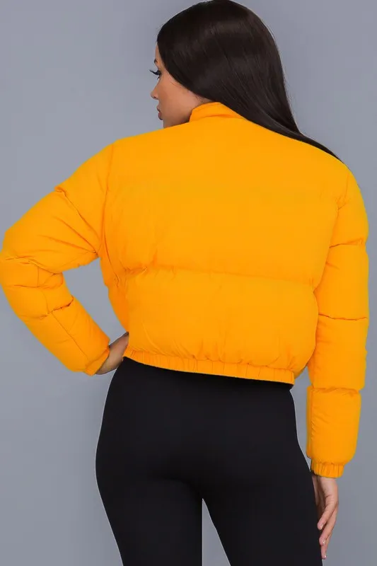 Orange Cropped Puffer Jackets