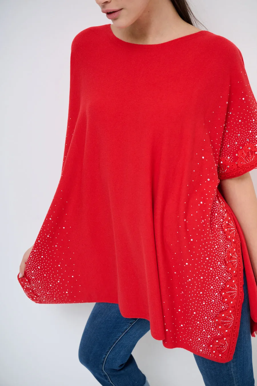 Oversized embellished poncho wholesale