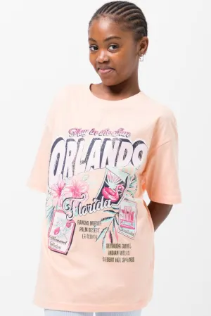 Oversized Short Sleeve T-Shirt Peach