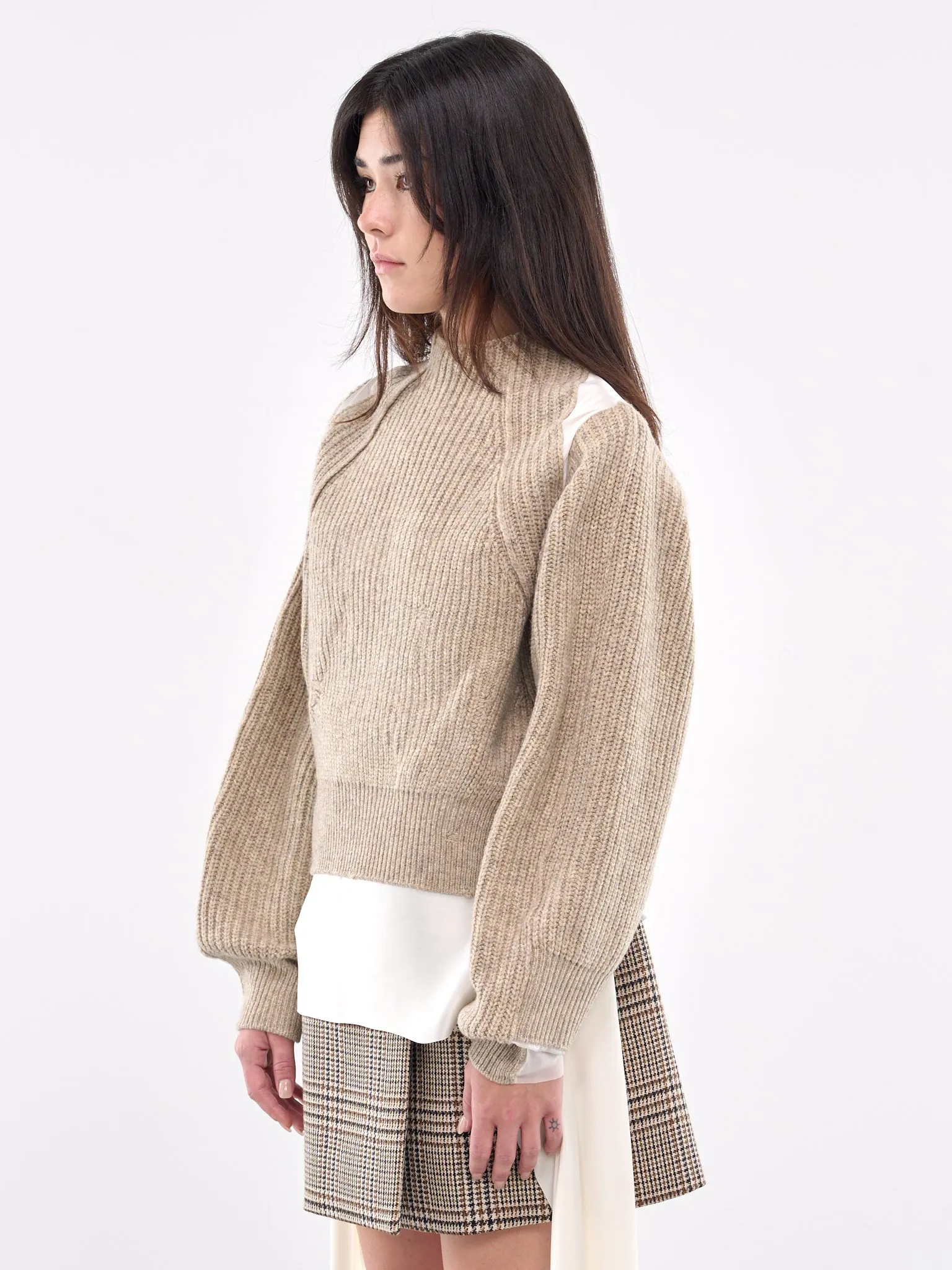 Paneled Sweater (UC2D1901-GRAY-BEIGE)