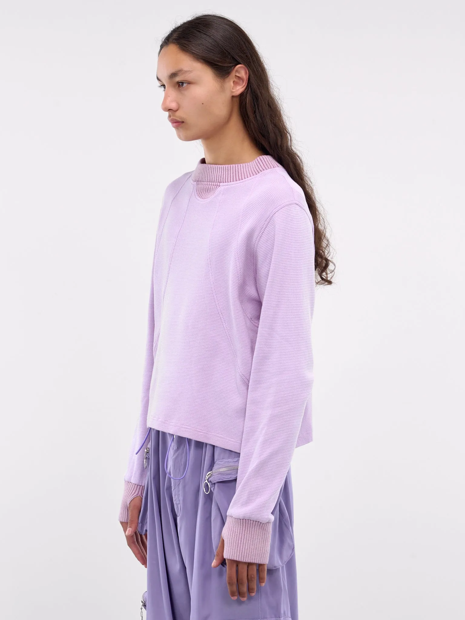 Paneled Waffle Jersey Long Sleeves (WAFLLS-WASHED-LILAC)