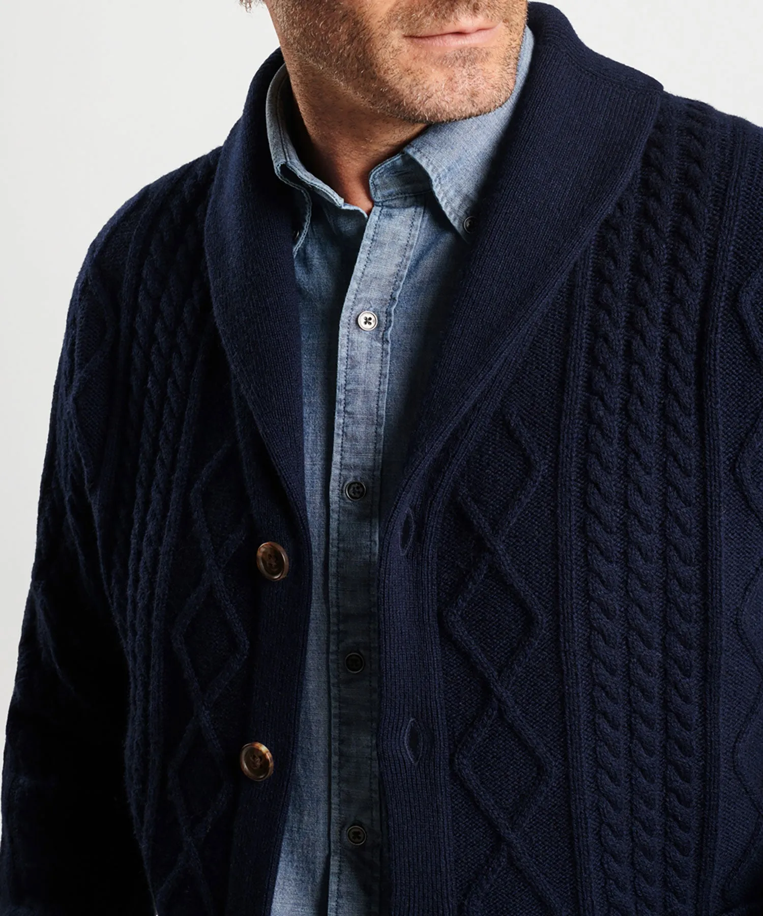 Peter Millar Fisherman Cable Shawl Cardigan