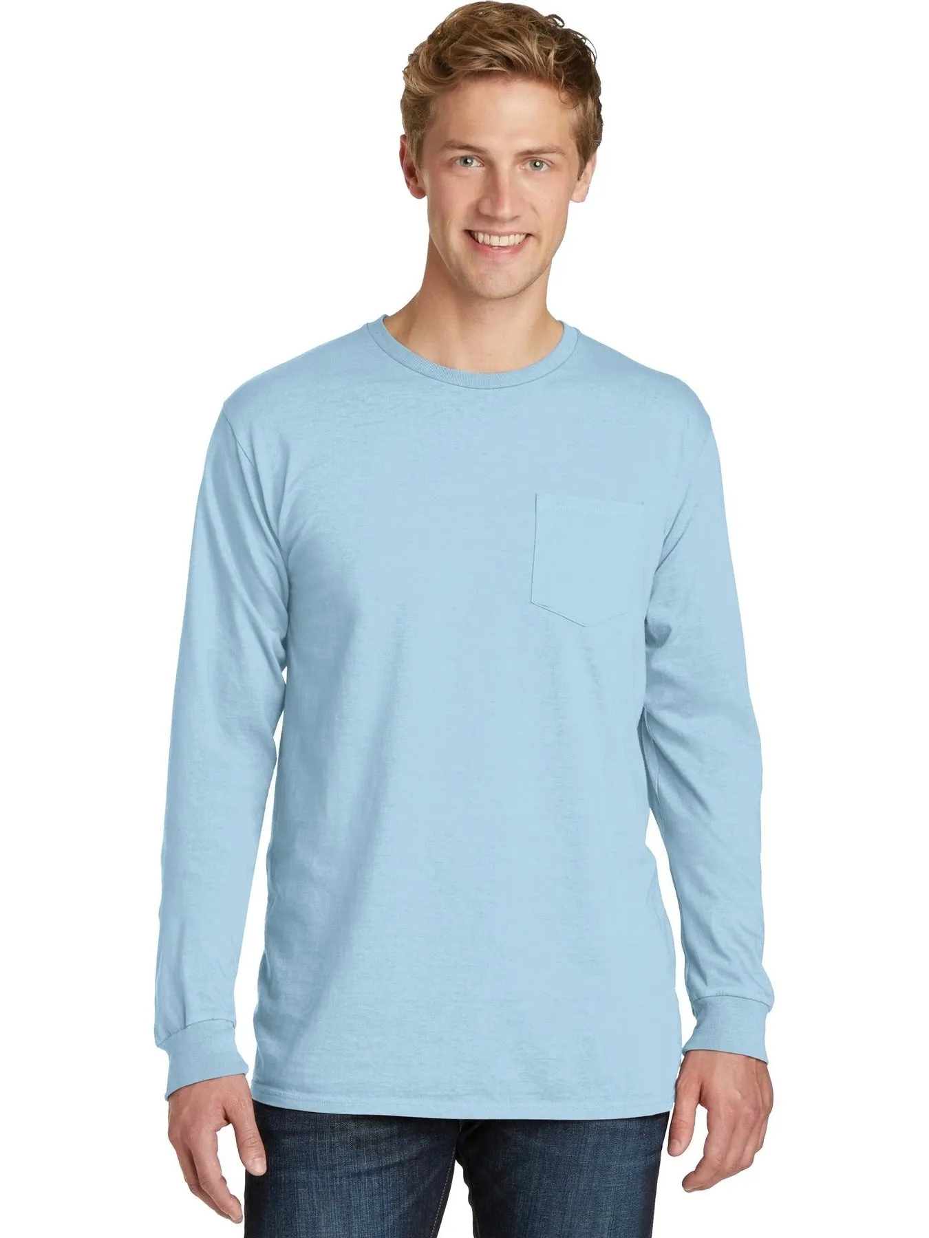 Port & Company Beach Wash Garment-Dyed Long Sleeve Pocket Tee