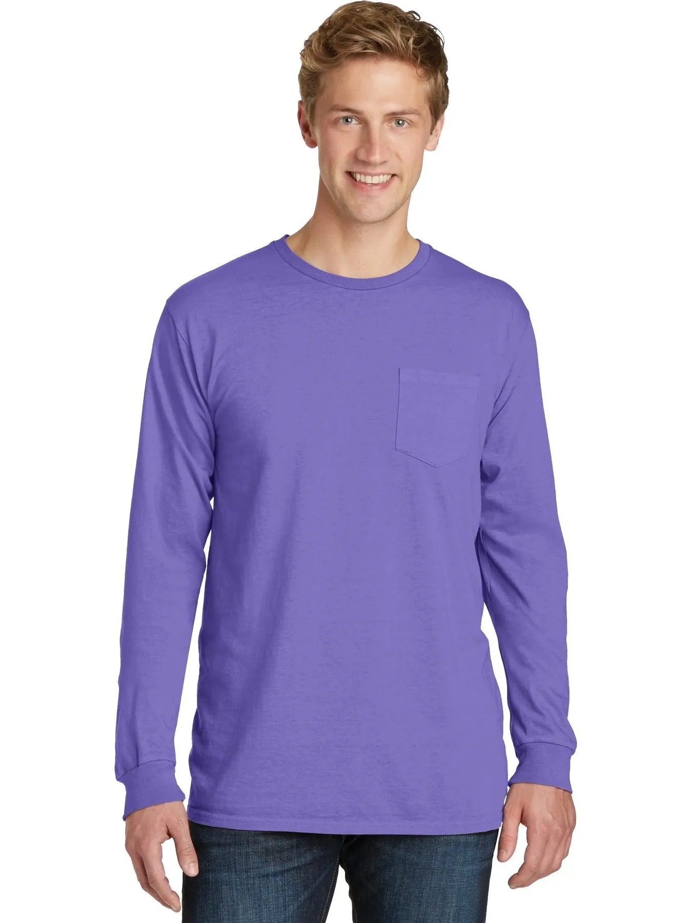 Port & Company Beach Wash Garment-Dyed Long Sleeve Pocket Tee