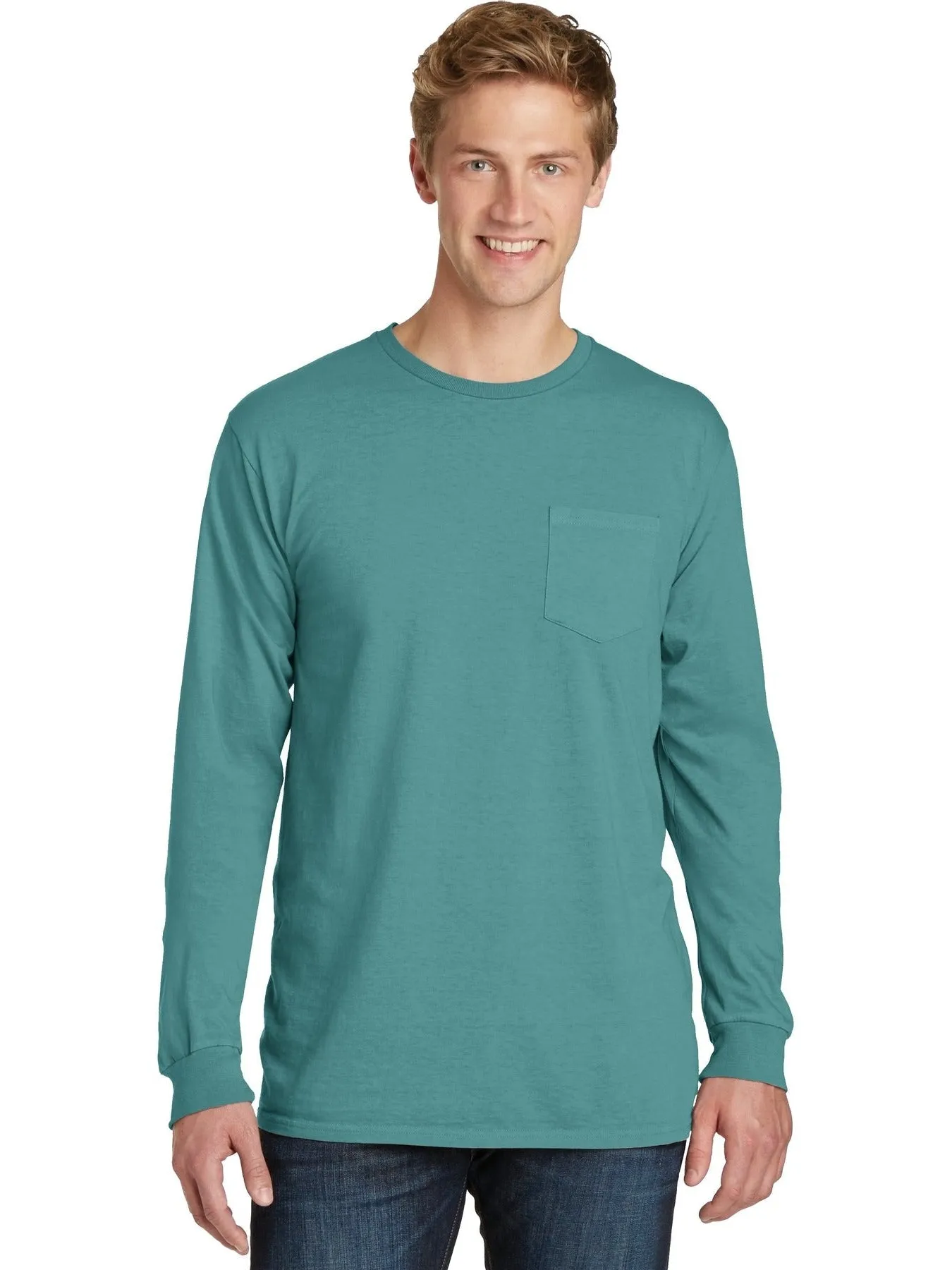 Port & Company Beach Wash Garment-Dyed Long Sleeve Pocket Tee