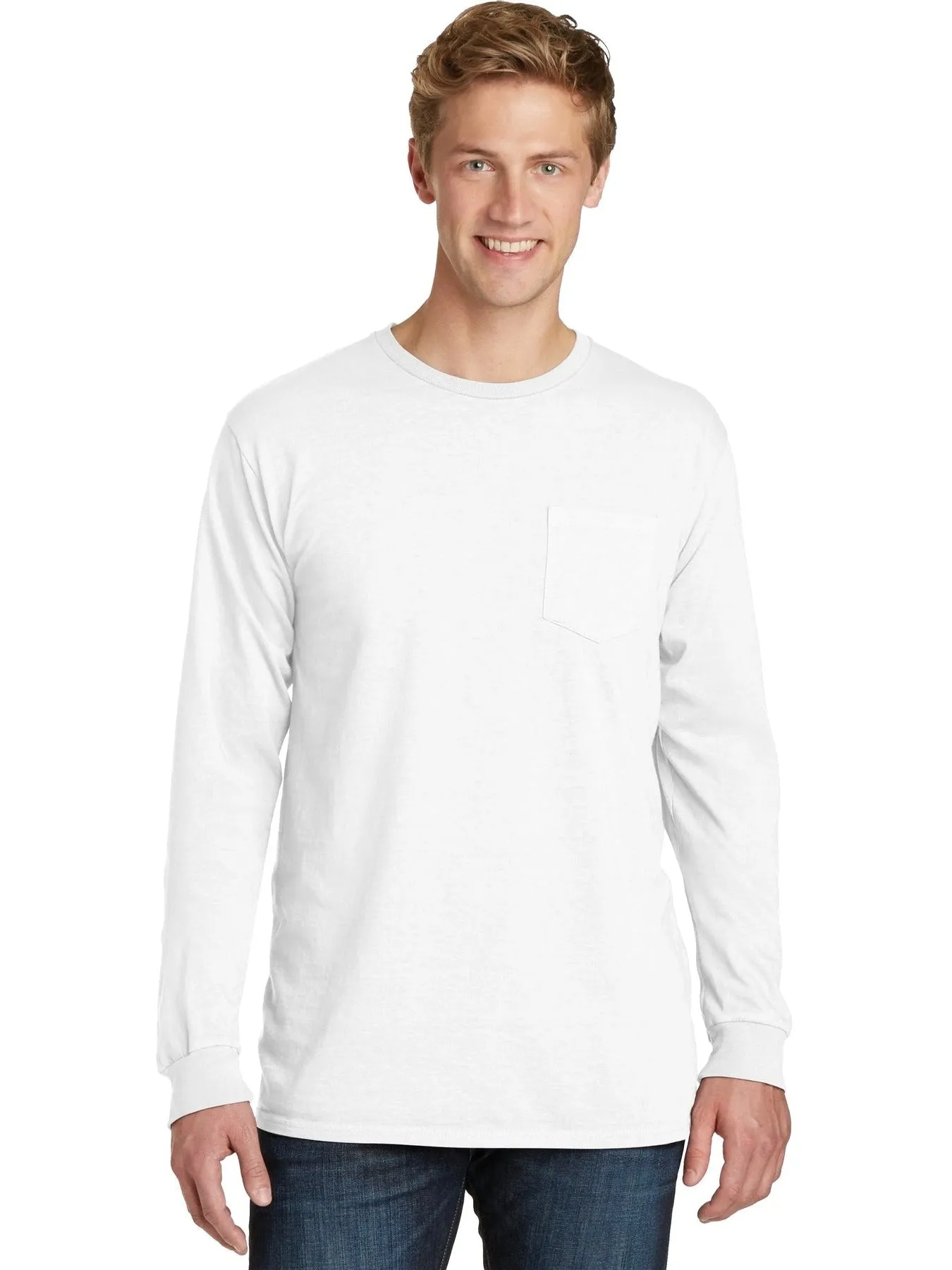 Port & Company Beach Wash Garment-Dyed Long Sleeve Pocket Tee