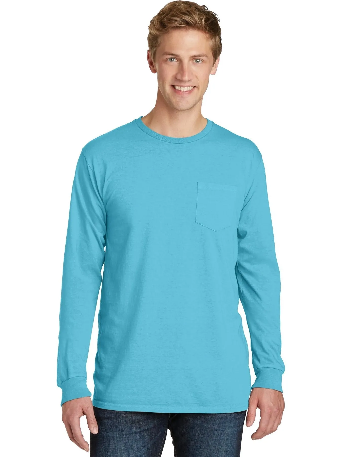 Port & Company Beach Wash Garment-Dyed Long Sleeve Pocket Tee