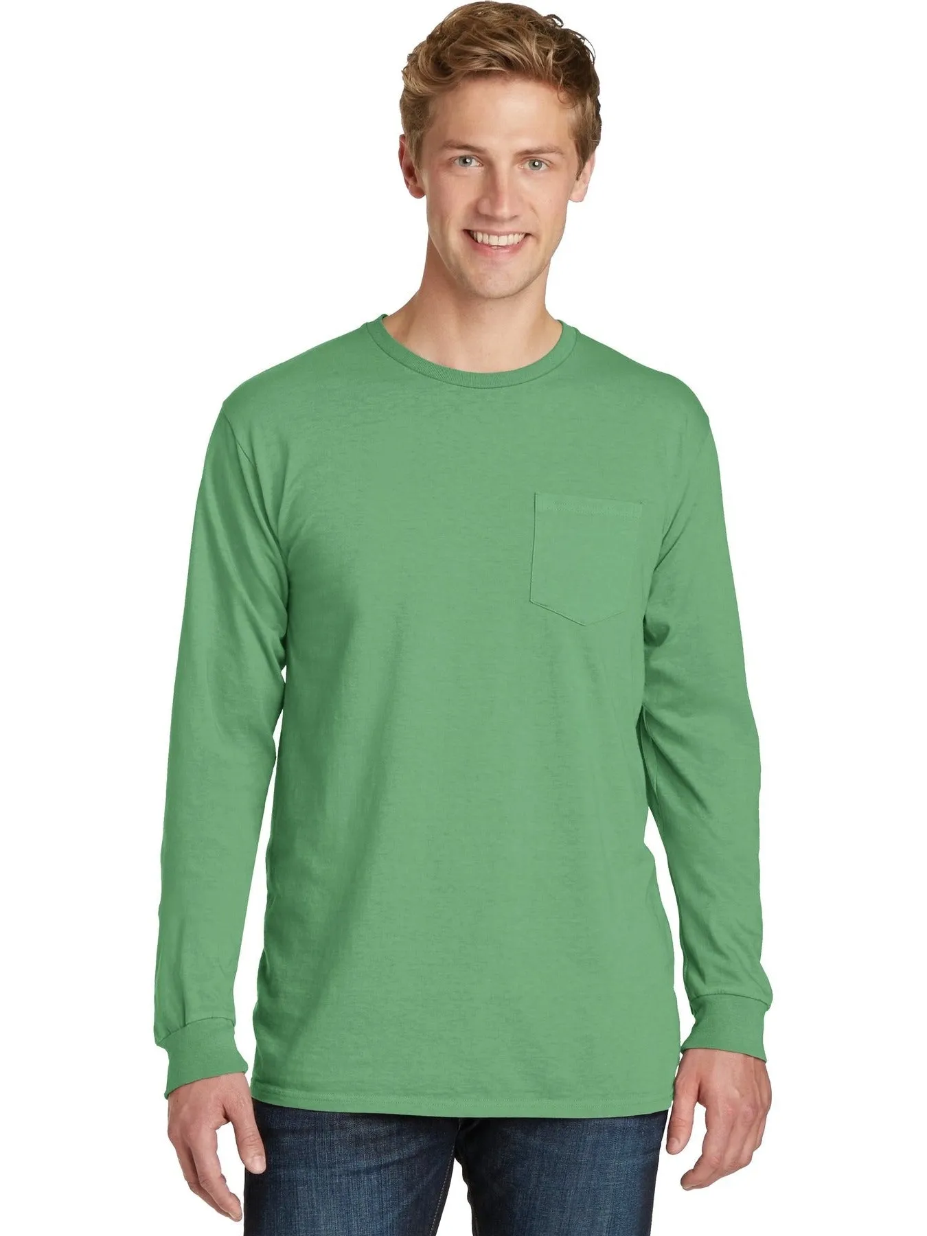 Port & Company Beach Wash Garment-Dyed Long Sleeve Pocket Tee