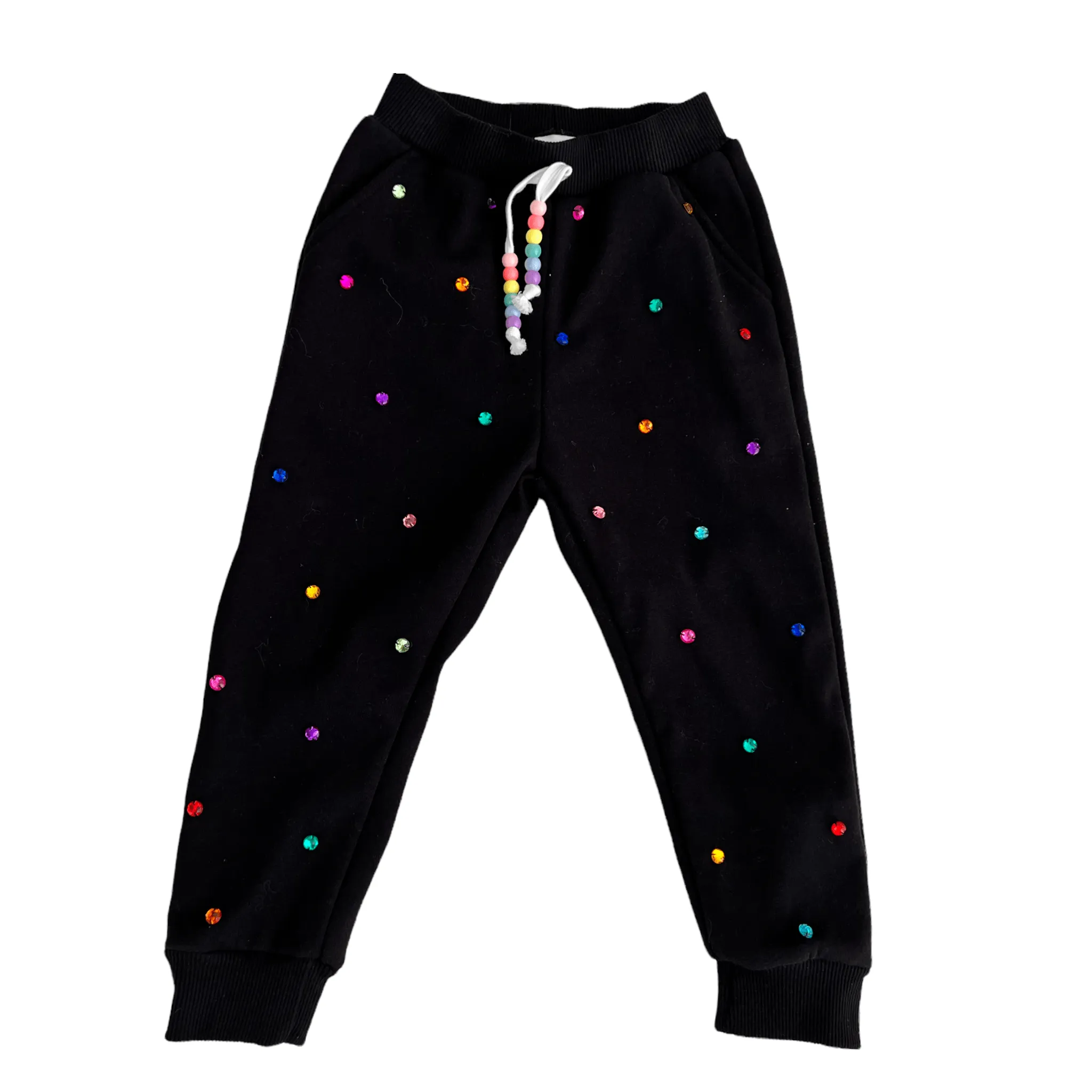 Rainbow Gems Black Joggers