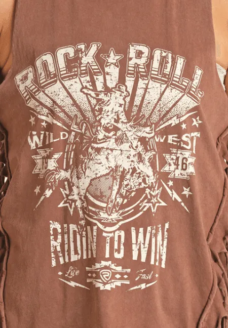 Rock & Roll Cowgirl Women's Chocolate Rodeo Tank Top RRWT20R17S