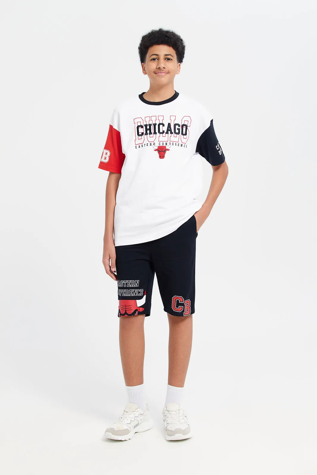 Senior Boys White Chicago Bulls Cut And Sew T-Shirt