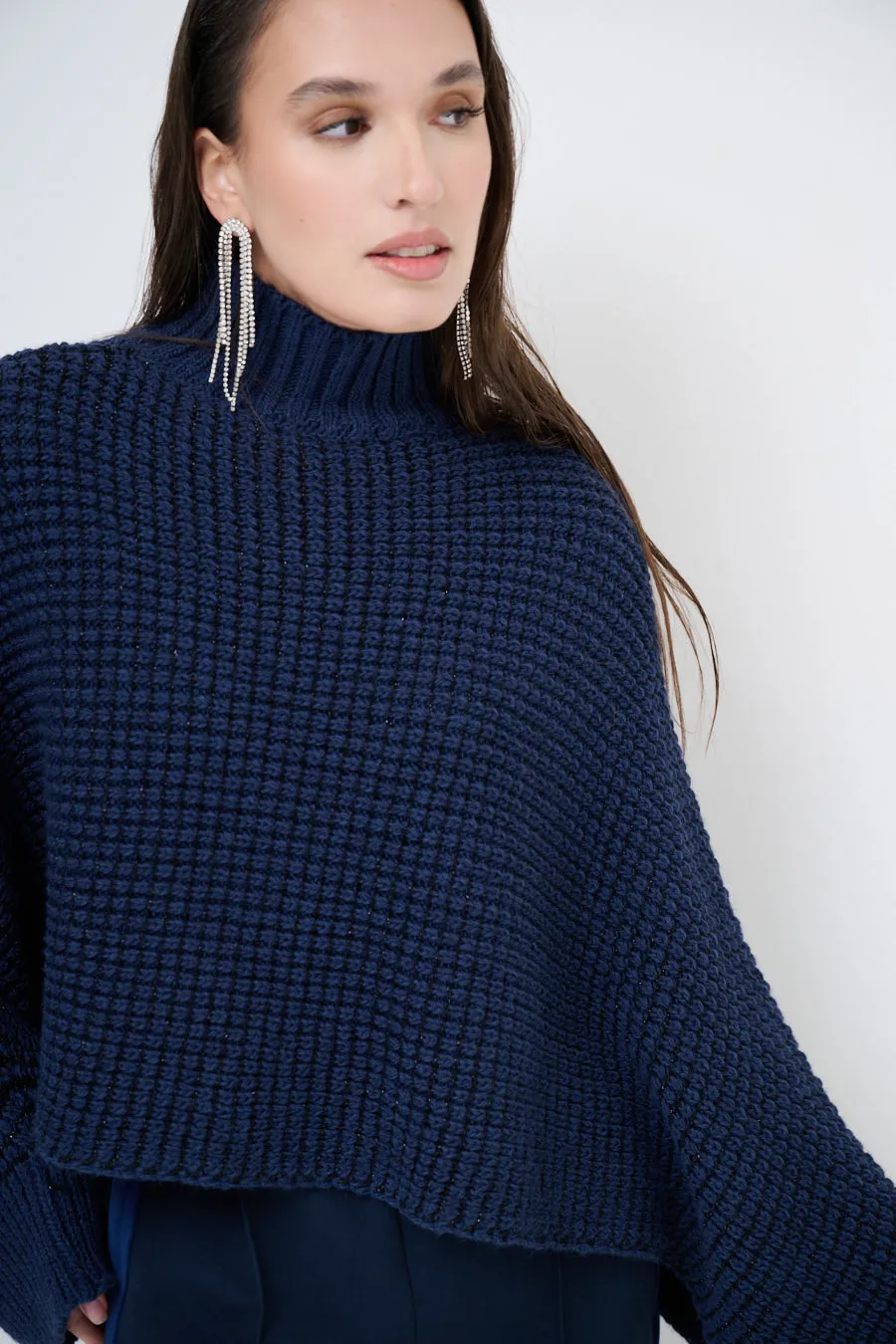 Textured turtleneck knit sweater wholesale