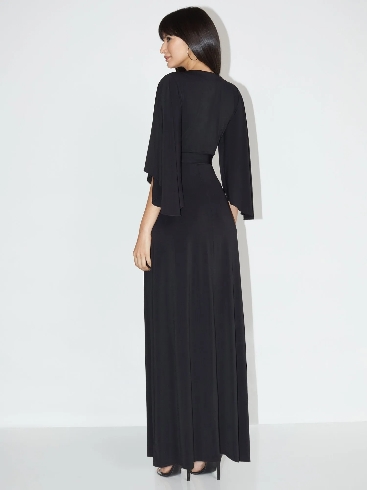 V-Neck Bell-Sleeve Kimono Maxi Dress - NY&C Style System